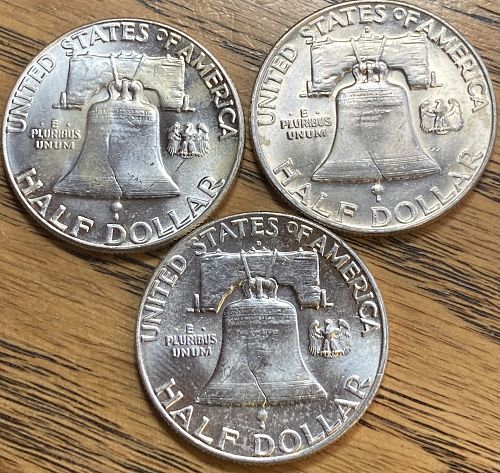 1960P&D and 1963D Franklin halves in MINT STATE condition