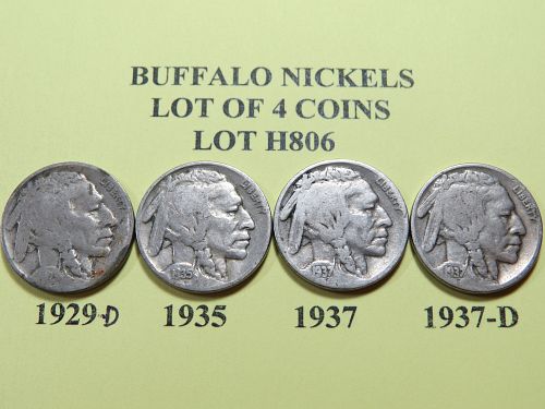 1929-D 1935 1937 & 1937-D BUFFALO NICKELS ~ (LOT OF 4 COINS) ~ LOT H806