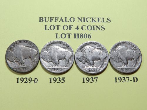 1929-D 1935 1937 & 1937-D BUFFALO NICKELS ~ (LOT OF 4 COINS) ~ LOT H806
