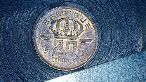 BELGIUM 1953 20 Centimes Baudouin Constantin Meuni