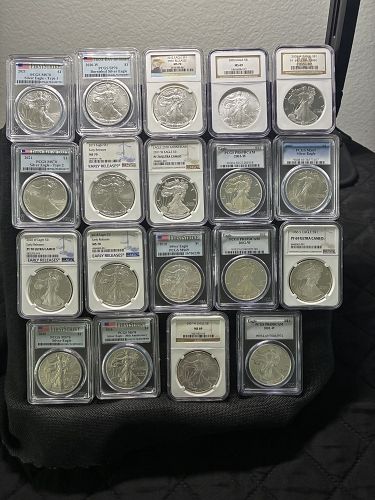 **PRICE REDUCTION** 18 American Silver Eagles (various years between 1986 – 2021)