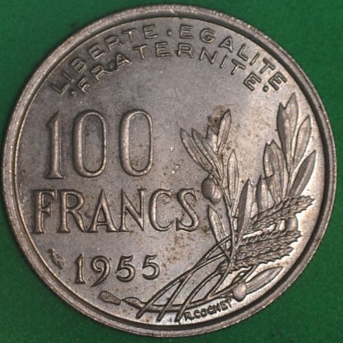 1955 France 100 Francs AU
