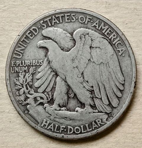 1938 D Walking Liberty Half Dollar • .900 Silver • Key Date • F  *wl382