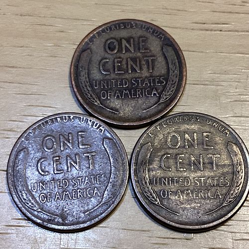 1925 P-D-S Lincoln Cents with 25 S Woody (Alloy Error)