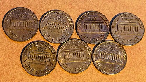 Lincoln Memorial S-Mint set -1968-S, 1969-S, 1970-S, 1971-S, 1972-S, 1973-S, 1974-S
