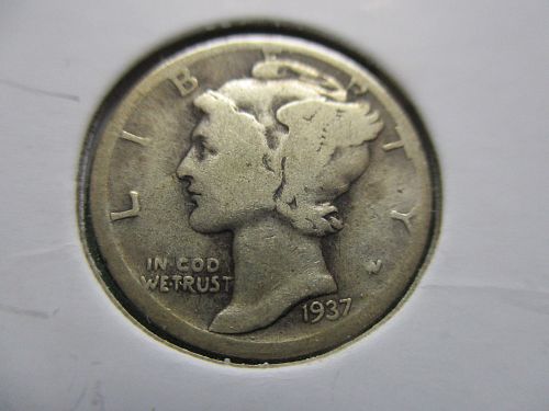 1937-S  Mercury Dime.  Item: 10 M37S-19.
