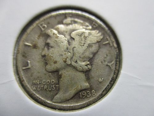 1938-D  Mercury Dime.  Item: 10 M38D-14.