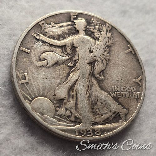 1938 D ~ Walking Liberty Half Dollar ~ Fine
