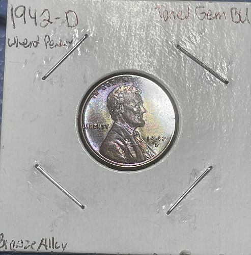 1942-D Lincoln Wheat Penny &bull; Natural Colorful Toning Choice BU Condition
