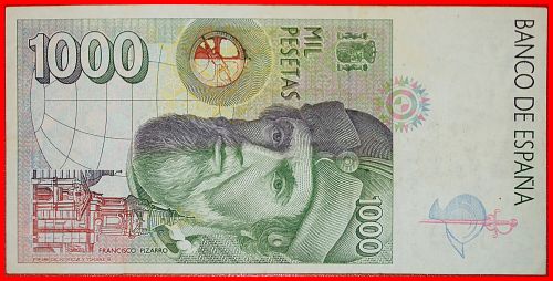 Ⰶ MOCTEZUMA II (1502-1520): SPAIN ★ 1000 PESETAS 1992 (1996) HOAX 1492! CRISP!