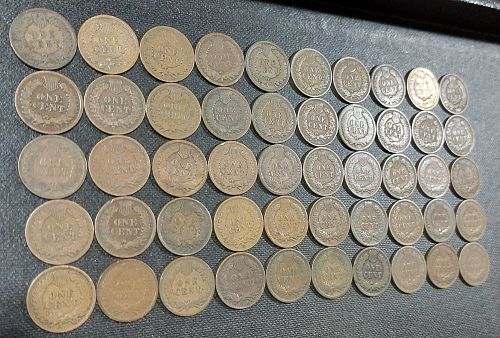 1880-1909 INDIAN HEAD PENNY Full Roll of 50 Nice Cents 1c Coin Group Lot ACTUAL PHOTO