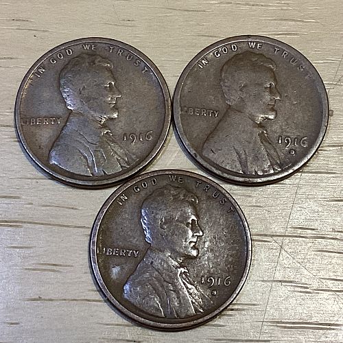 1916 P-D-S Lincoln Cents