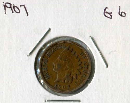 1907  INDIANHEAD CENT  -      GOOD 6
