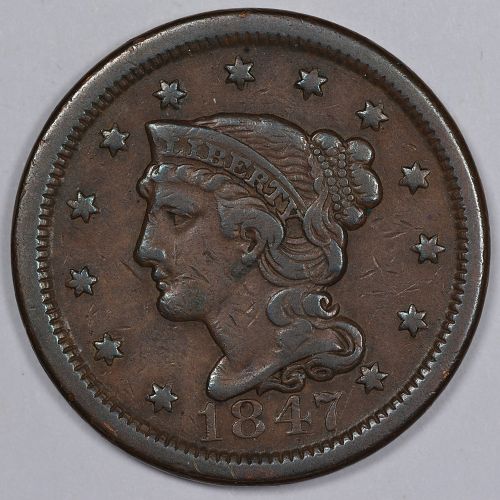 1847 Braided Hair Large Cent