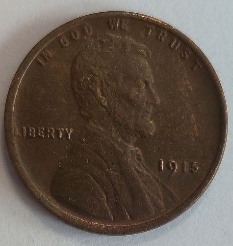 1915 UNC Lincoln Wheat 1c WOODGRAIN Cent Penny Bold Devices,Fresh From Old Coin Album
