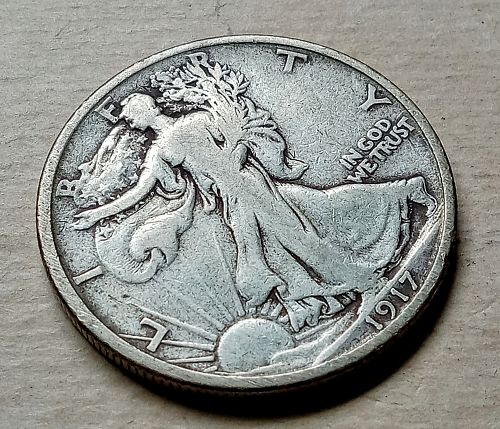 1917 D Walking Liberty Half Dollar • .900 Silver • Reverse Mintmark • F+/VF  *wl172