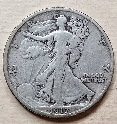1917 D Walking Liberty Half Dollar • .900 Silver • Reverse Mintmark • F+/VF  *wl172
