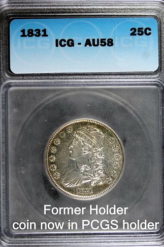 Super attractive 1831 Bust Quarter, Large Letters, AU - details cleaned.