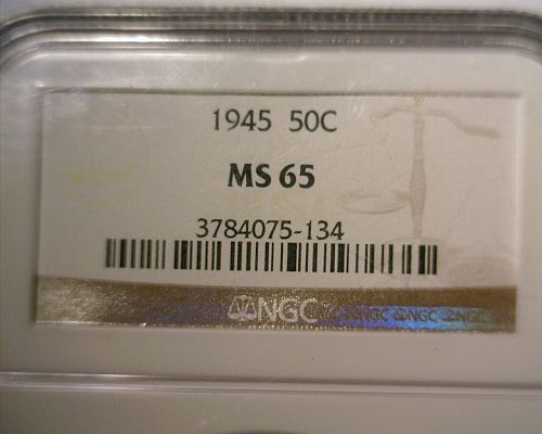1945  SILVER WALKING LIBERTY HALF DOLLAR  NGC MS-65   NICE LOOKING COIN!!
