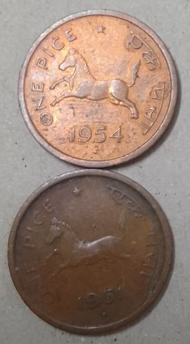 India 2 different    coins..1951......1954