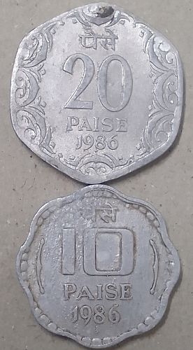 India 2 different    coins..1986 Both...