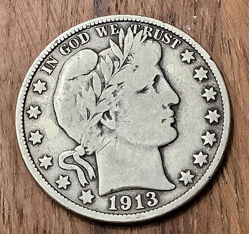 1913-D Barber Half Dollar VG+ Full Rims Partial 7 Letter LIBERTY Tough Date!