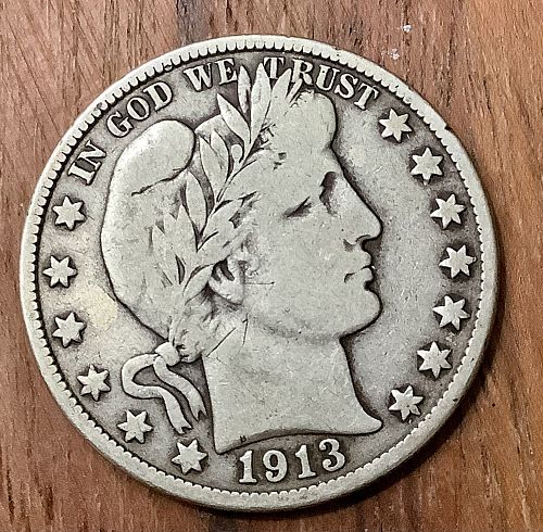 1913-D Barber Half Dollar VG+ Full Rims Partial 7 Letter LIBERTY Tough Date!