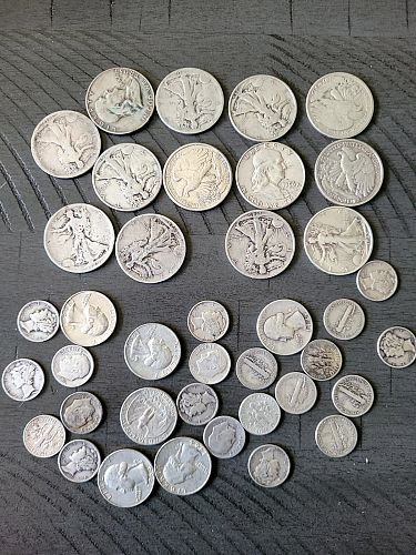 90% Silver Great mix Liberty, Franklin, Wash, Mercs, Roosevelts