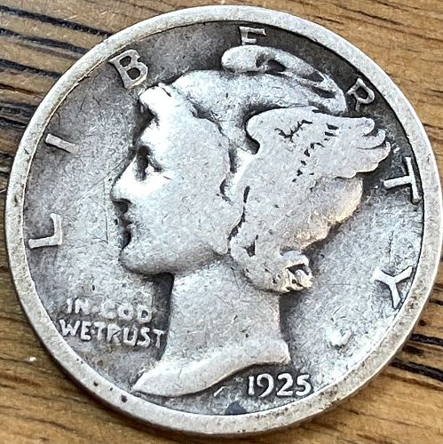 1925 mercury dime in VERY GOOD condition