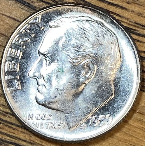 1959 Roosevelt dime in MINT STATE condition