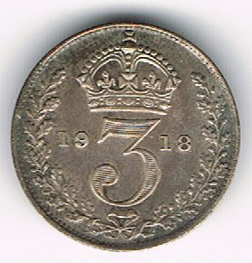 3 Pence - George V, United Kingdom, 1918