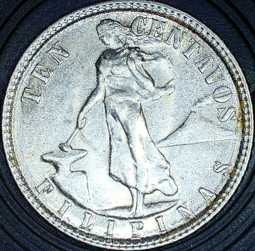 1945 D PHILIPPINES Ten Centavos United States of America Silver Coin