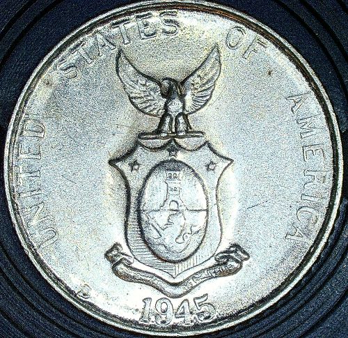 1945 D PHILIPPINES Ten Centavos United States of America Silver Coin