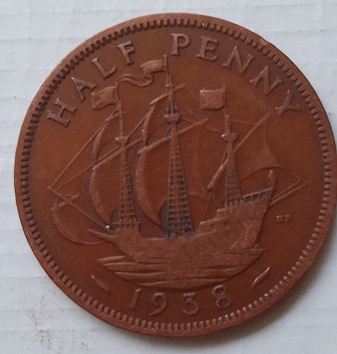 7).....Reduce stoock... GKVI..1938.....1/2.. Penny....COIN