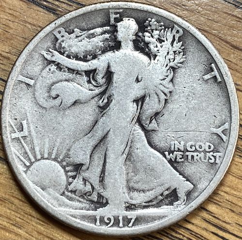 1917S walking liberty half dollar in VERY GOOD condition great looking coin