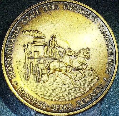 1973 Reading Volunteer Fire Department 93rd Firemen's Convention Coin