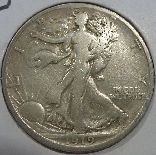 1919-D Walking Liberty Half Dollar in Fine Grade ( 135-20 )