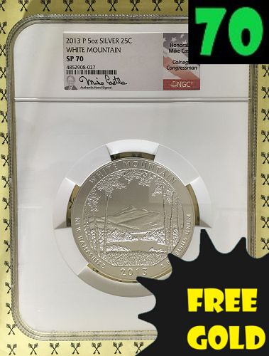2013P White Mountain 5 Oz SILVER NGC SP70 Castle ONLY 23 OTHERS w/FREE 1/2 GOLDBACK*