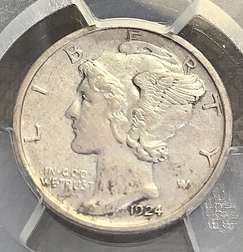 1924-D Silver Mercury Dime - PCGS AU Detail Cleaned - Better Date