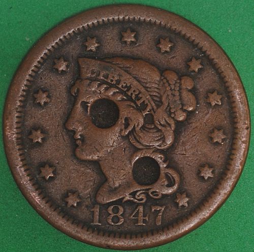1847 Braided Hair Large Cent Fine Details