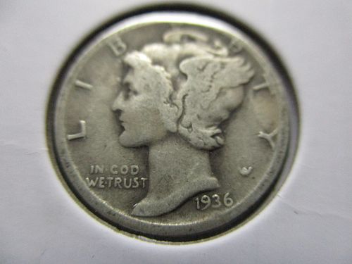 1936-D  Mercury Dime.  Item: 10 M36D-19.