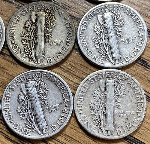 Half roll different date/mint mercury dimes 1917-45 no duplicates 13D&S