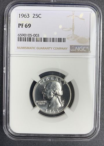 1963 Washington Quarter, PF 69 NGC. (9504)
