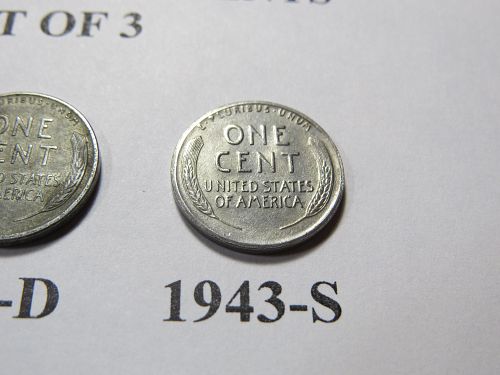 1943-P 1943-D 1943-S LINCOLN WHEAT CENTS - STEEL WW2 ERA - (LOT OF 3 CENTS) LOT J049