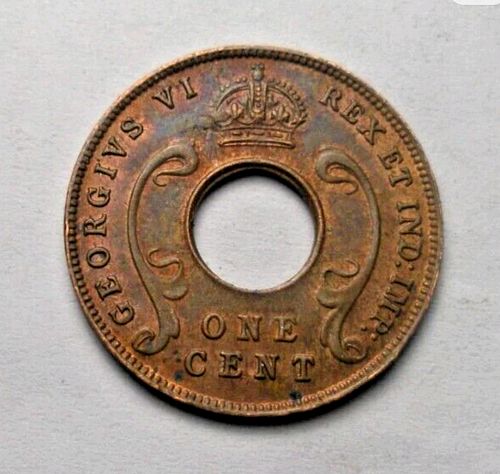 1942 East Africa 1 Cent Penny better condition coin  KM-29