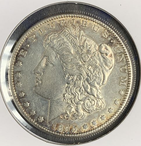 1895-S Morgan Silver Dollar, AU58+ (9513)