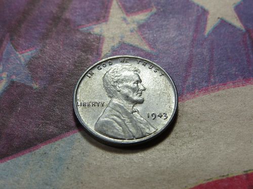 1943-P LINCOLN WHEAT CENT - WW2 ERA - STEEL CENT - LOT J070