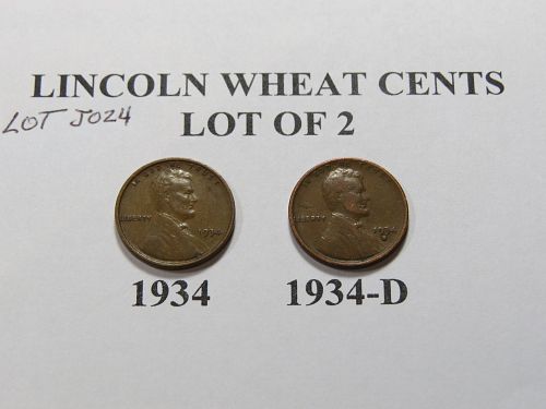 1934-P 1934-D LINCOLN WHEAT CENTS ( LOT OF 2 Coins ) LOT J024