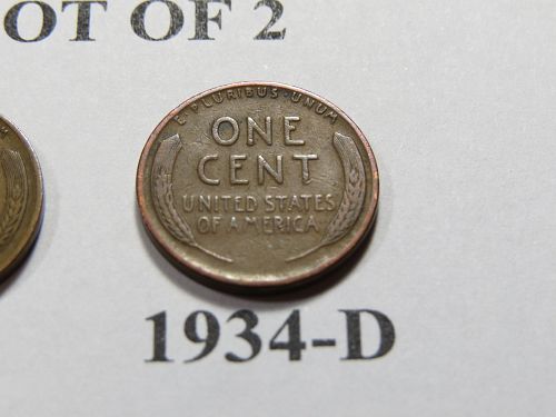 1934-P 1934-D LINCOLN WHEAT CENTS ( LOT OF 2 Coins ) LOT J024