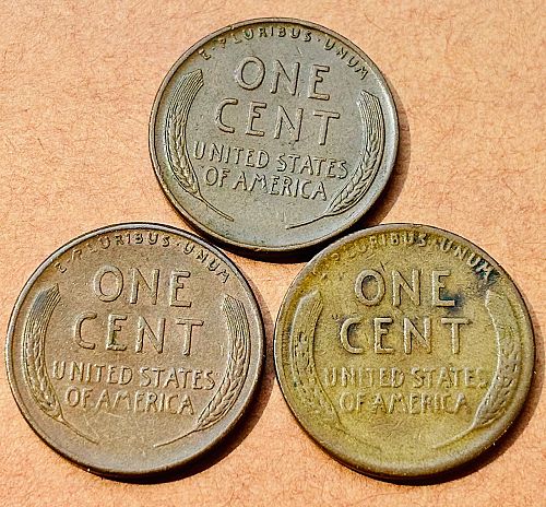 1946-P, 1946-D, 1946-S set of Lincoln wheat cents